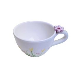 Bomboniera battesimo tazza ceramica con fiori